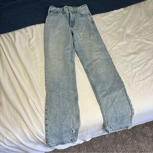 Abercrombie & Fitch Light Wash Distressed Ultra High Rise 90s Straight Leg Jeans